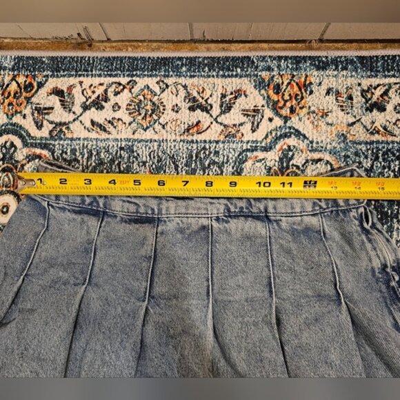 ZARA Pleated Raw Edge Denim Skirt, Medium - Picture 4 of 6